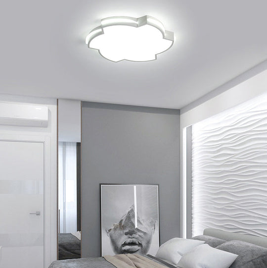 Modern Floral Led Ceiling Lamp For Bedroom/Balcony - White Flush Mount Light