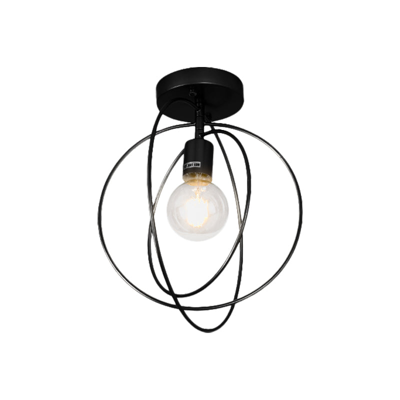 Metallic Rings Semi Flush Light - Retro Stylish Corridor Lighting (Black/Gold)