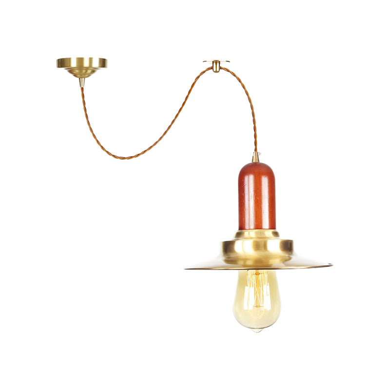 Industrial Gold Pendant Lighting - Flat Shape Bulb Fixture With Metallic Finish For Stylish Ceiling