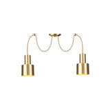 Industrial Metal Tubular Pendant Light With Gold Finish - 2/3/4-Light Swag Ceiling Lamp For Living