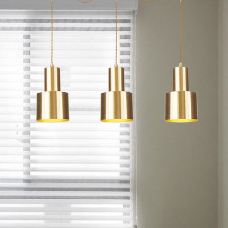 Industrial-Style Metal Gold Finish Tandem Multi Ceiling Light Pendant Lamp - 3/5/7 Heads