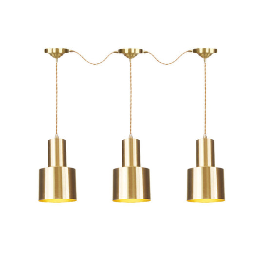 Industrial-Style Tandem Ceiling Pendant Lamp With Metal Gold Finish (3/5/7 Heads)