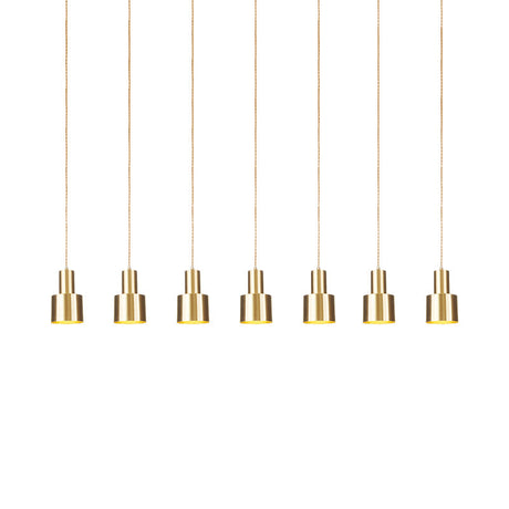 Industrial-Style Metal Gold Finish Tandem Multi Ceiling Light Pendant Lamp - 3/5/7 Heads