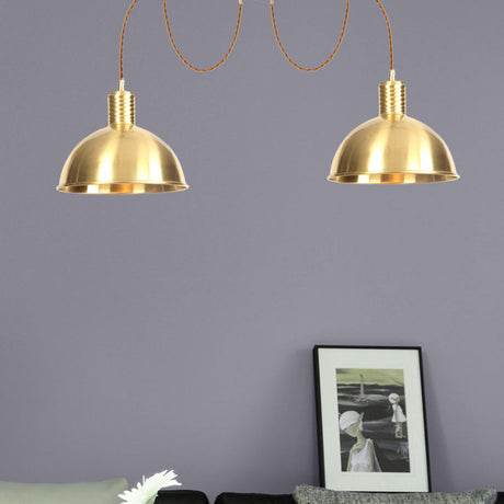 Gold Swag Pendant Lamp With Domed Metallic Design - Industrial Multi-Light Fixture For Clothes Shop