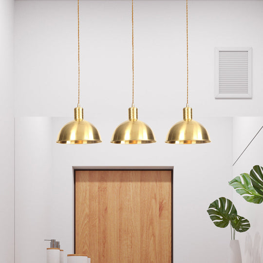 Industrial Multi-Hanging Pendant Lamp With Gold Dome Shade - 3/5/7 Lights For Restaurant Lighting