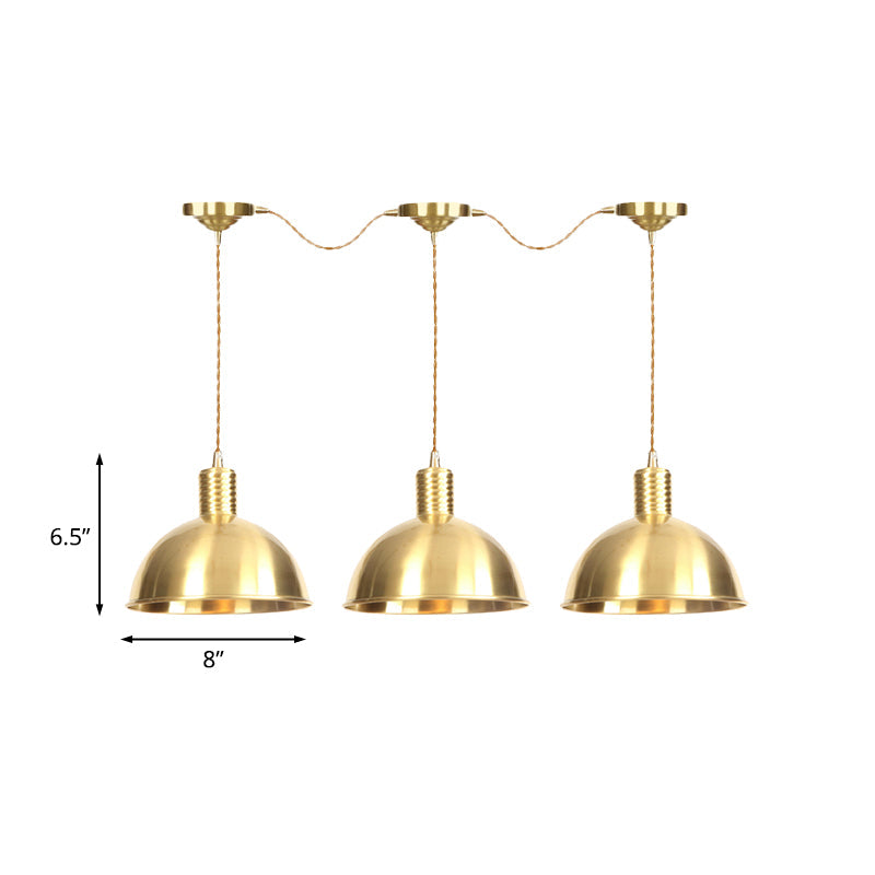 Industrial Multi-Hanging Pendant Lamp With Gold Dome Shade - 3/5/7 Lights For Restaurant Lighting