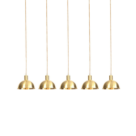 Industrial Restaurant Pendant Lamp With Gold Dome Metal Shade - 3/5/7-Light Tandem Multi Hanging