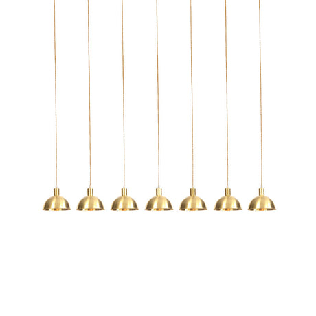 Industrial Restaurant Pendant Lamp With Gold Dome Metal Shade - 3/5/7-Light Tandem Multi Hanging