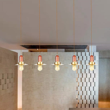 Gold Finish 3/5/7-Bulb Industrial Metallic Pendant Lamp - Multiple Hanging Lights For Ceiling