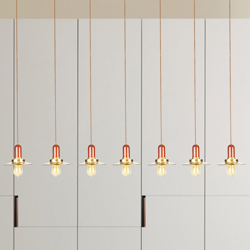 Industrial Gold Finish Tandem Pendant Light With Multiple Bulbs - Perfect For High Ceiling Areas 7 /