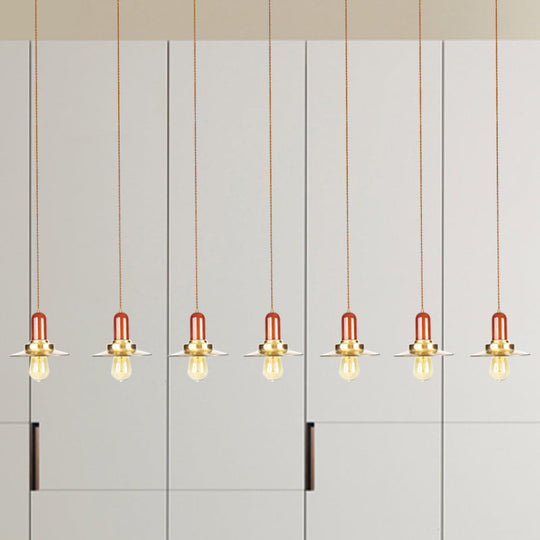 Industrial Gold Finish Tandem Pendant Light With Multiple Bulbs - Perfect For High Ceiling Areas 7 /