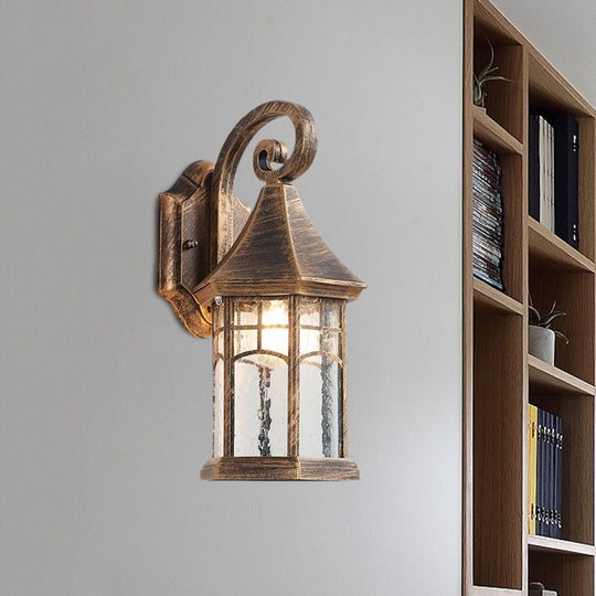 Clear Water Glass Sconce - Farmhouse Black/Bronze Wall Mounted Light Pavilion Courtyard