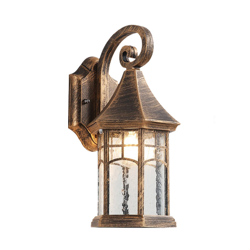 Clear Water Glass Sconce - Farmhouse Black/Bronze Wall Mounted Light Pavilion Courtyard