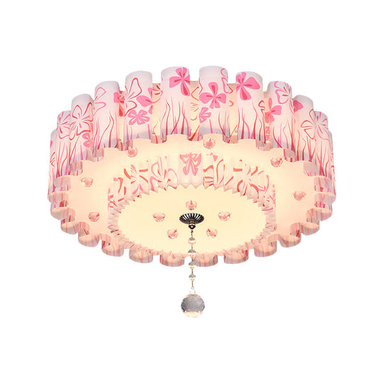 Acrylic Dual-Layered Flushmount Countryside Led Ceiling Lamp For Restaurants With Crystal Ball -