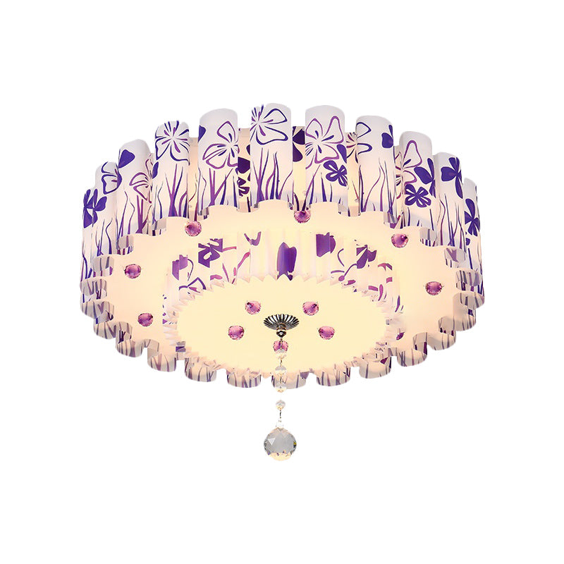 Acrylic Dual-Layered Flushmount Countryside Led Ceiling Lamp For Restaurants With Crystal Ball -