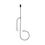 Opal Glass Modo Pendant Chandelier With Led - 2 Bulbs Curved Arm Frosted Black Finish