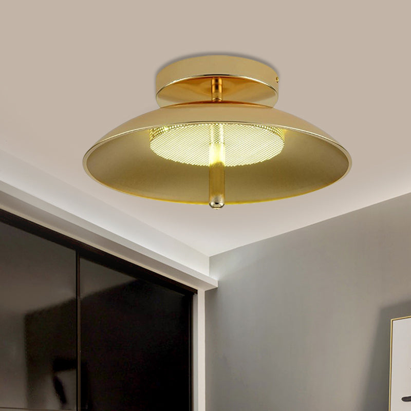 Gold Finish Bowl Flushmount Led Ceiling Light Fixture - Stylish Postmodern Iron Lamp