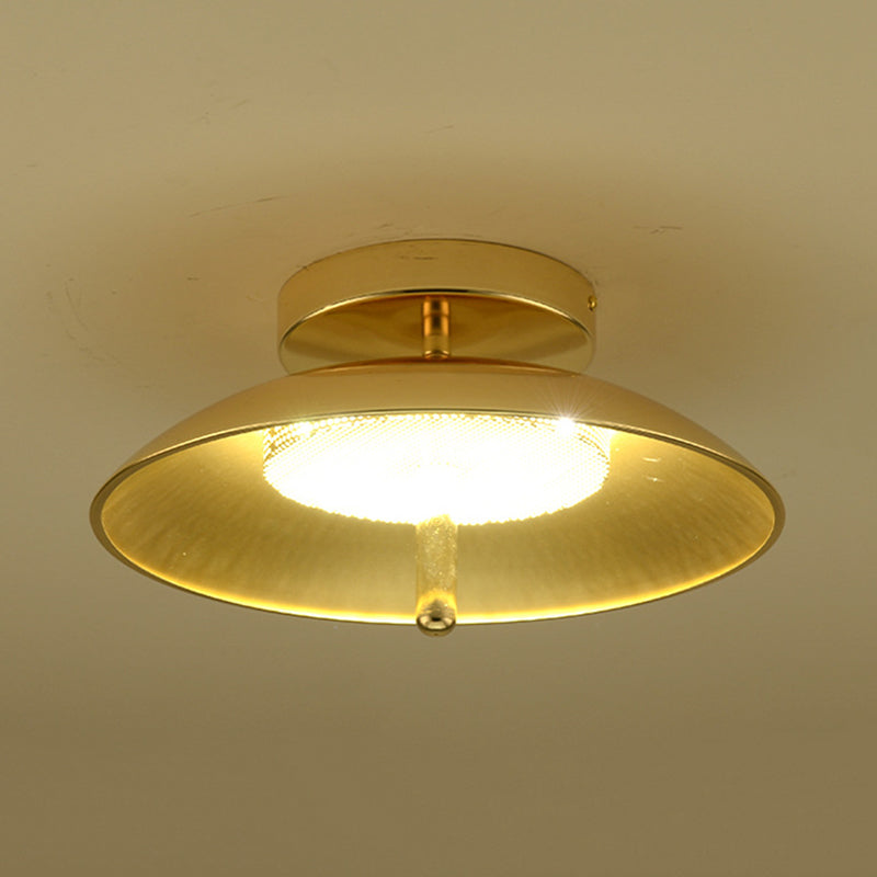 Gold Finish Bowl Flushmount Led Ceiling Light Fixture - Stylish Postmodern Iron Lamp