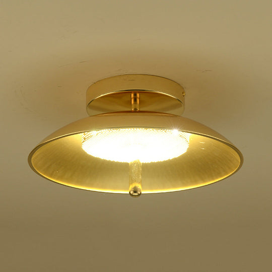 Gold Finish Bowl Flushmount Led Ceiling Light Fixture - Stylish Postmodern Iron Lamp