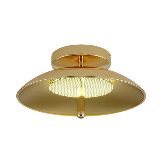 Gold Finish Bowl Flushmount Led Ceiling Light Fixture - Stylish Postmodern Iron Lamp