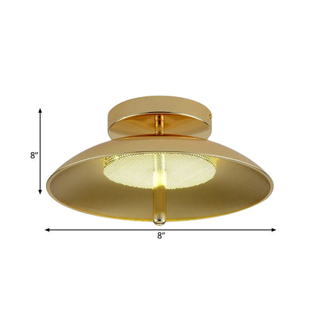 Gold Finish Bowl Flushmount Led Ceiling Light Fixture - Stylish Postmodern Iron Lamp