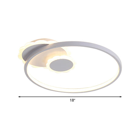 Modern Led Acrylic Flush Mount Ceiling Light For Bedroom - White Round Design W/ Warm Or
