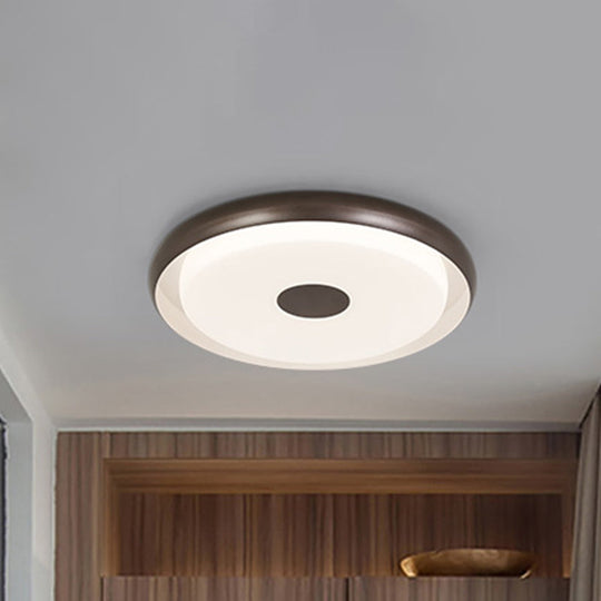 Modern Halo Flush Mount Light Iron Led Bedroom Flushmount Lighting In Coffee (18’/21’ Width)
