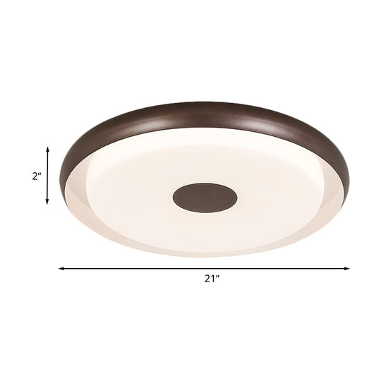 Modern Halo Flush Mount Light Iron Led Bedroom Flushmount Lighting In Coffee (18’/21’ Width)