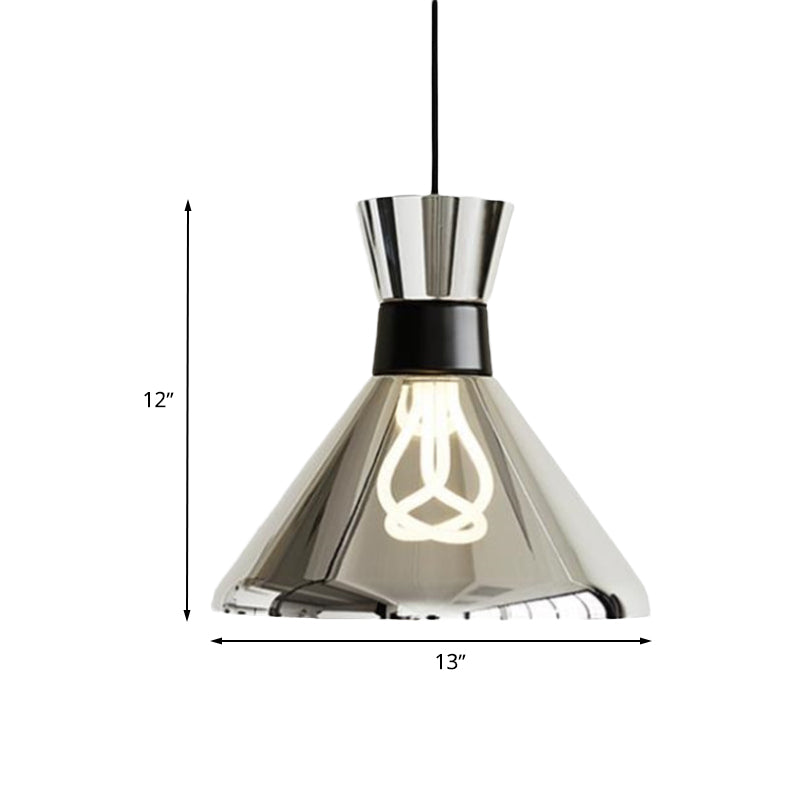 Minimalist Chrome Bedroom Hanging Lamp With Clear Glass Shade