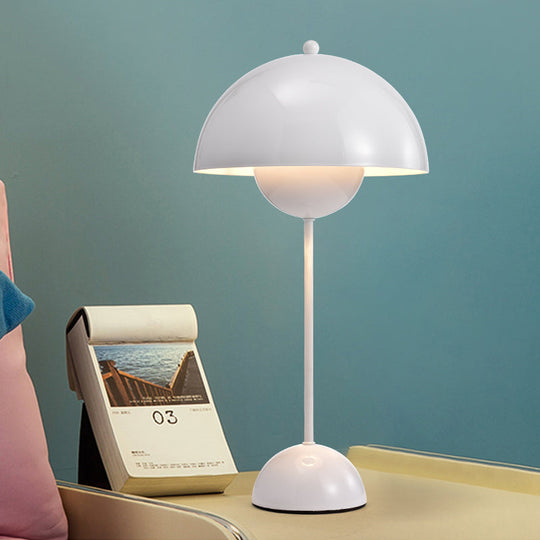 Macaroon Finish Table Lamp With Dome Shade Ideal For Study Room Or Reading Nook White