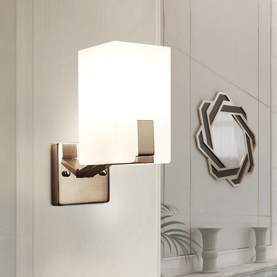 Frosted Glass Wall Sconce With Modern Nickel Mount 1 Light
