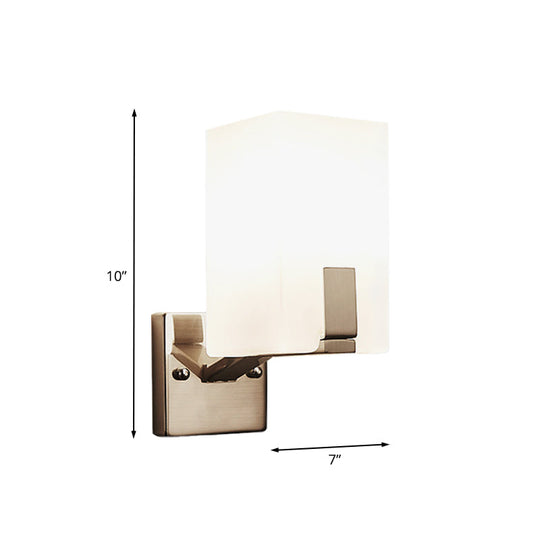 Frosted Glass Wall Sconce With Modern Nickel Mount 1 Light