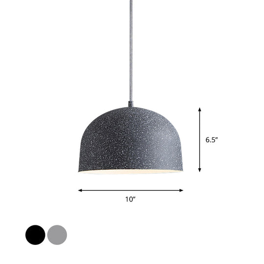 Minimalist Pendant Light Kit - Black/Grey Finish Dome Ceiling Hang Fixture With Iron Shade
