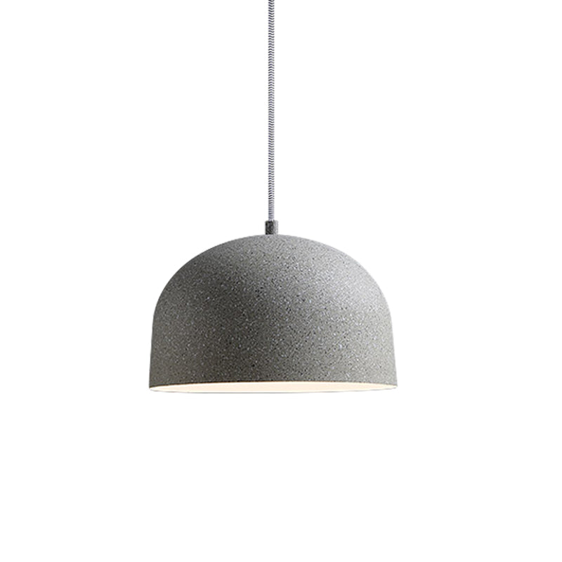 Minimalist Pendant Light Kit - Black/Grey Finish Dome Ceiling Hang Fixture With Iron Shade