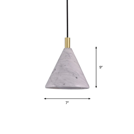 Modernist Cement Cone Pendant Light - White Led Ceiling Suspension Lamp For Bedside