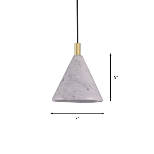 Modernist Cement Cone Pendant Light - White Led Ceiling Suspension Lamp For Bedside