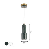 Sleek White/Green Tube Hanging Ceiling Light - Minimalist Nordic Style Pendant Lamp For Living Room