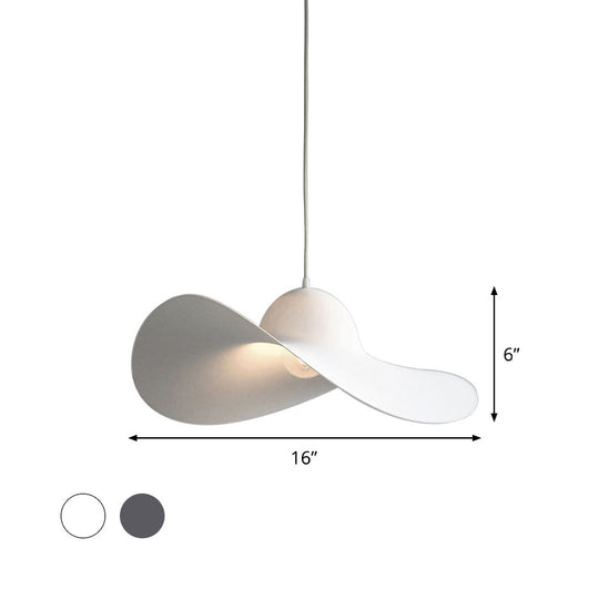 Modern Acrylic Hat Pendant Lighting - 1 Light Bedroom Suspension Lamp In White/Grey