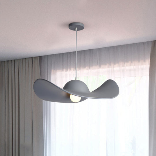Modern Hat Shaped Pendant Light - Acrylic 1-Light Suspension Lamp For Bedroom In White/Grey
