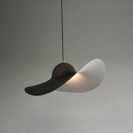 Modern Hat Shaped Pendant Light - Acrylic 1-Light Suspension Lamp For Bedroom In White/Grey