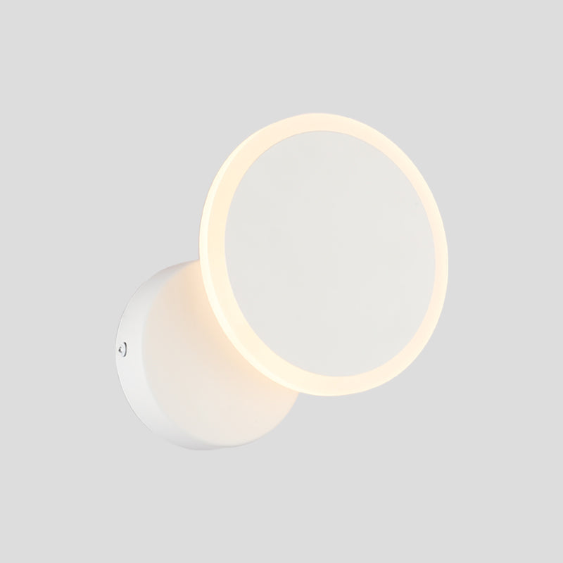 Minimalist White/Black Round Led Wall Sconce With Warm/White Light - Acrylic Mounted Lamp Fixture