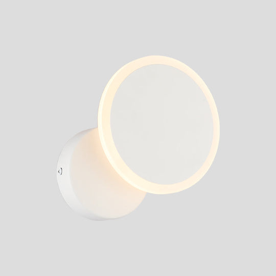 Minimalist White/Black Round Led Wall Sconce With Warm/White Light - Acrylic Mounted Lamp Fixture