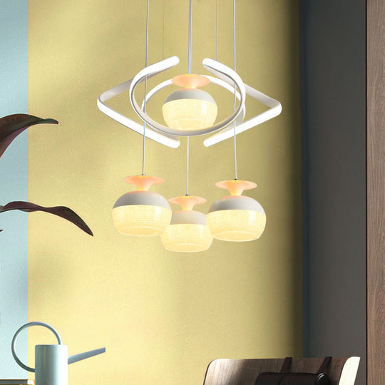 Modern Acrylic Pendant Light With 4 Head Cup Shape Led Suspension For Dining Room In White