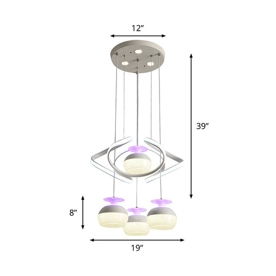 Modern Cup Shape Pendant: Acrylic 4-Head Led Suspension Light For Dining Room White With Twisted