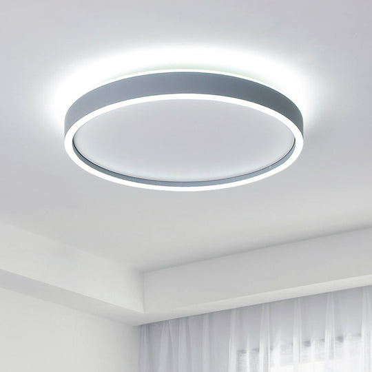 Modern Metallic Round Led Flushmount Ceiling Light White/Warm 16’/19.5’ Dia