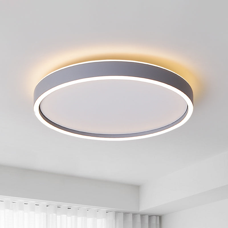 Modern Metallic Round Led Flushmount Ceiling Light White/Warm 16’/19.5’ Dia