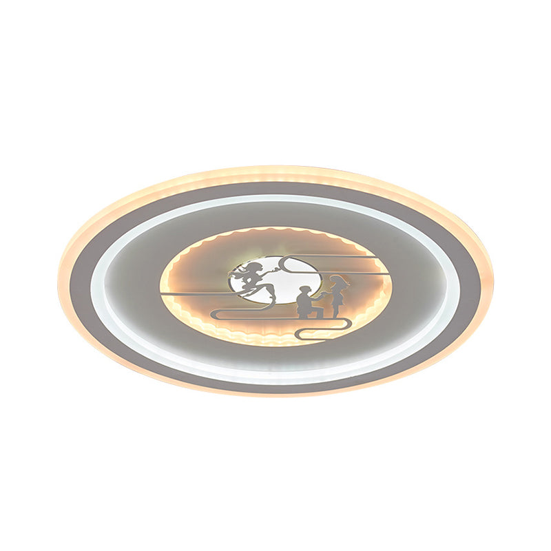 Minimalist Acrylic Led Flush Mount With Unique Lovers Pattern