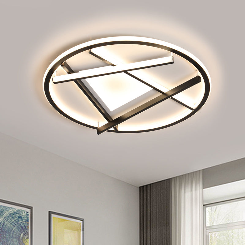 16/19.5 Acrylic Ring Led Flush Mount Ceiling Light In Black White/Warm / 16 Warm