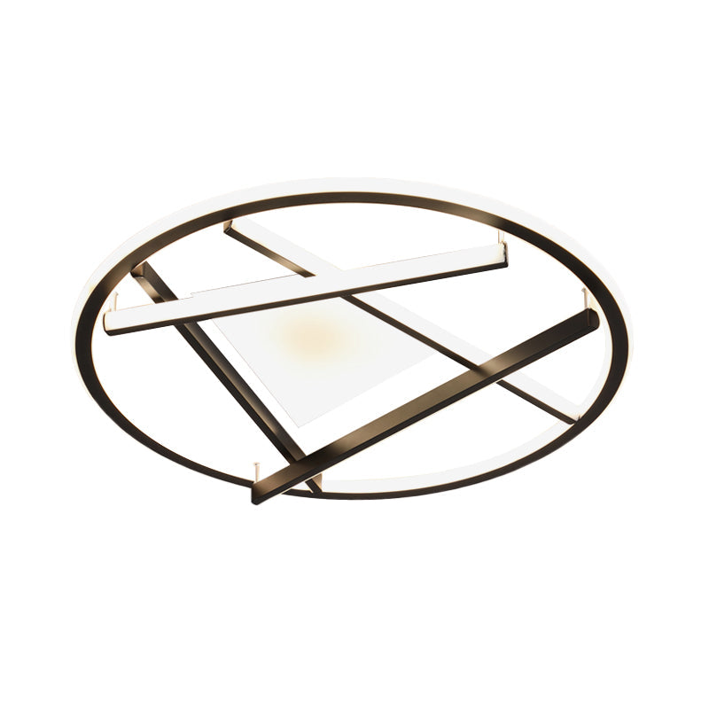 16/19.5 Acrylic Ring Led Flush Mount Ceiling Light In Black White/Warm