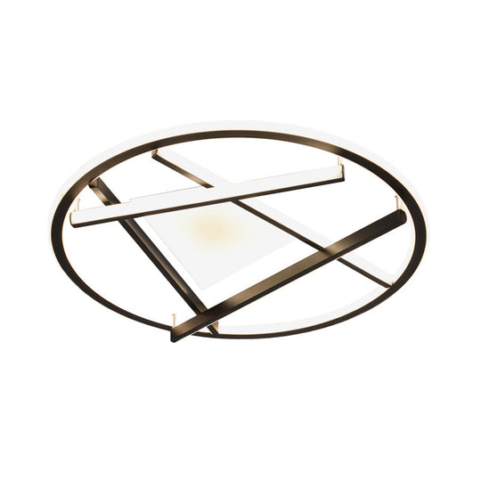 16/19.5 Acrylic Ring Led Flush Mount Ceiling Light In Black White/Warm